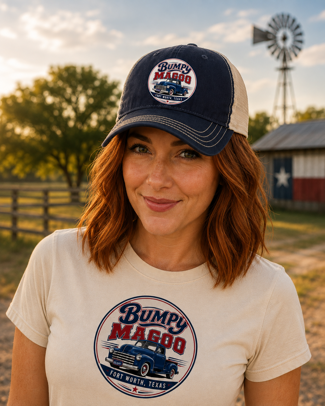 Bumpy Magoo Garment Washed Trucker Cap – Navy & Khaki